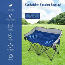 Folding Camping Chair with Bags and Padded Backrest-Gray