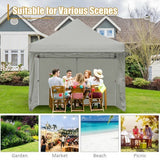 10 x 10 Feet Pop-up Gazebo with 5 Removable Zippered Sidewalls and Extended Awning-Blue