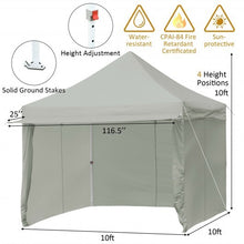 10 x 10 Feet Pop-up Gazebo with 5 Removable Zippered Sidewalls and Extended Awning-Blue