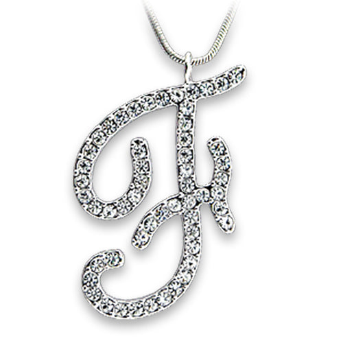 OT119 - Brass Pendant Rhodium Women Top Grade Crystal Clear