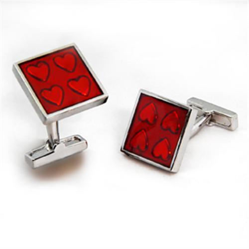 OT581 - Brass Cufflink Rhodium Men Epoxy Siam