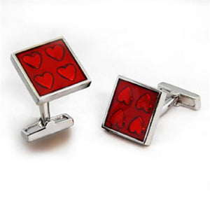 OT581 - Brass Cufflink Rhodium Men Epoxy Siam