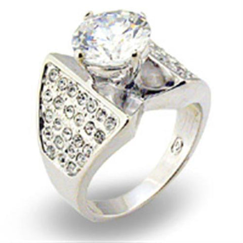 S22110 - 925 Sterling Silver Ring Rhodium Women AAA Grade CZ Clear