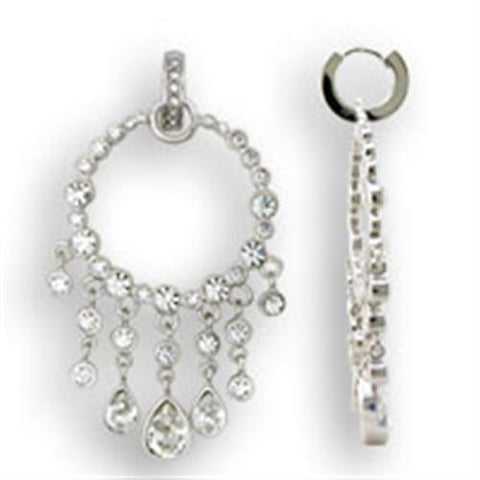 S37108 - 925 Sterling Silver Earrings Rhodium Women Top Grade Crystal Clear