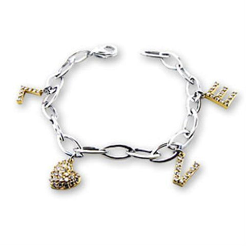 S56206 - 925 Sterling Silver Bracelet Reverse Two-Tone Women AAA Grade CZ Clear