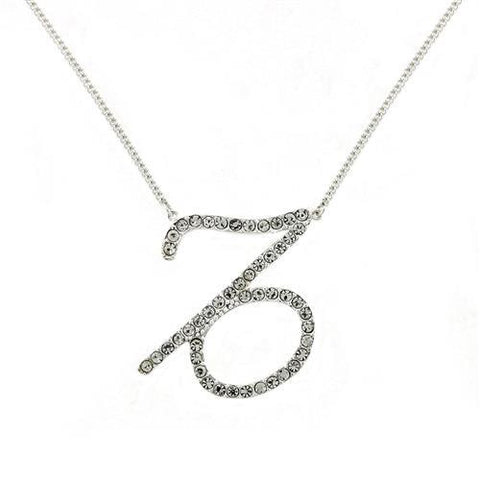 SNK04 - Brass Chain Pendant Silver Women Top Grade Crystal Clear