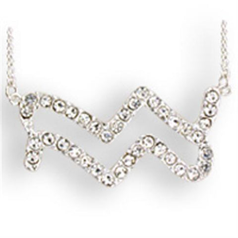 SNK09 - Brass Chain Pendant Silver Women Top Grade Crystal Clear