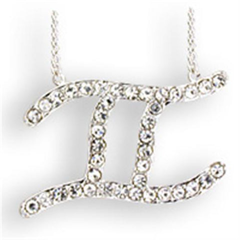 SNK10 - Brass Chain Pendant Silver Women Top Grade Crystal Clear