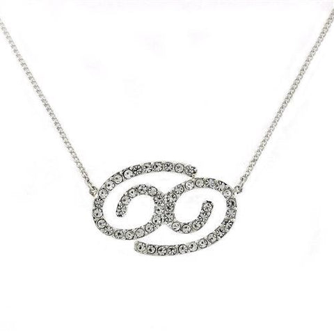 SNK12 - Brass Chain Pendant Silver Women Top Grade Crystal Clear