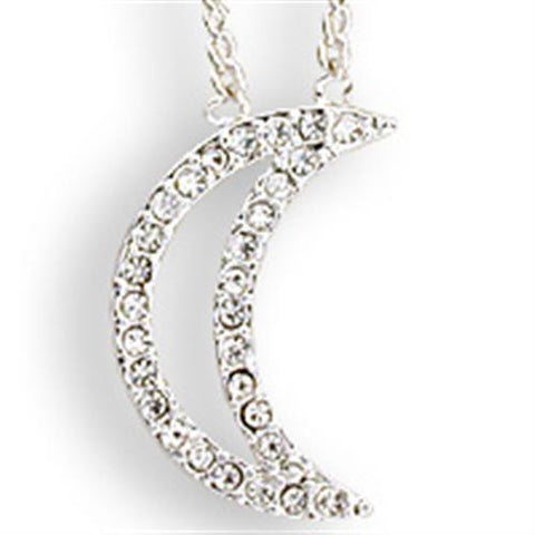 SNK13 - Brass Chain Pendant Silver Women Top Grade Crystal Clear