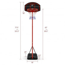Adjustable Basketball Hoop System Stand Portable with 2 Wheels Fillable Base-Black & Red
