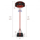 Adjustable Basketball Hoop System Stand Portable with 2 Wheels Fillable Base-Black & Red