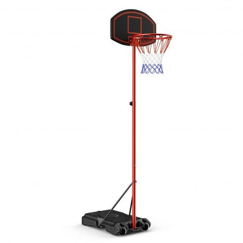Adjustable Basketball Hoop System Stand Portable with 2 Wheels Fillable Base-Black & Red