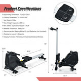 Folding Magnetic Rowing Machine with Monitor Aluminum Rail 8 Adjustable Resistance