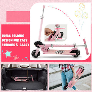 Folding Kick Scooter with 3 Adjustable Heights for Kids-Blue