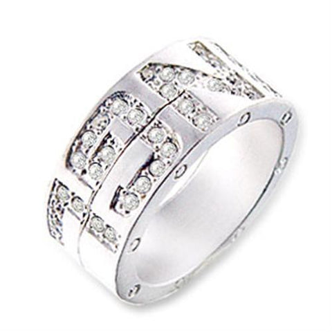 SR35 - Brass Ring Matte Silver Women Top Grade Crystal Clear
