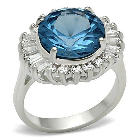 SS003 - 925 Sterling Silver Ring Silver Women Synthetic London Blue