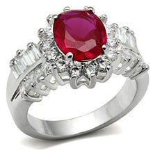 SS009 - 925 Sterling Silver Ring Silver Women AAA Grade CZ Ruby