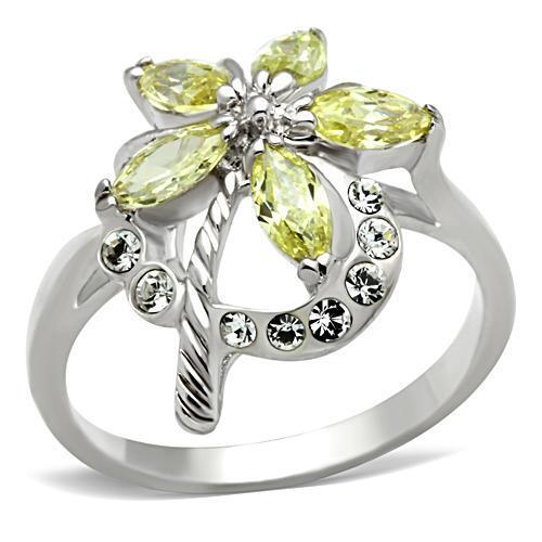 SS013 - 925 Sterling Silver Ring Silver Women AAA Grade CZ Apple Green color