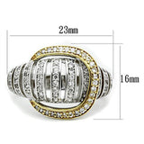 SS015 - 925 Sterling Silver Ring Gold+Rhodium Women AAA Grade CZ Clear