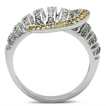 SS015 - 925 Sterling Silver Ring Gold+Rhodium Women AAA Grade CZ Clear