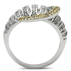 SS015 - 925 Sterling Silver Ring Gold+Rhodium Women AAA Grade CZ Clear