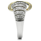 SS015 - 925 Sterling Silver Ring Gold+Rhodium Women AAA Grade CZ Clear