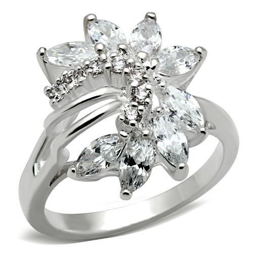 SS018 - 925 Sterling Silver Ring Silver Women AAA Grade CZ Clear