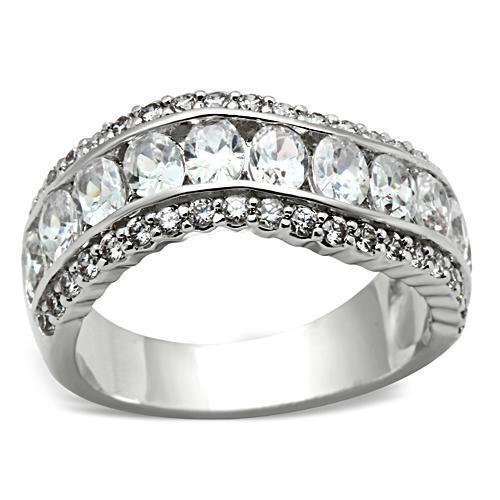 SS029 - 925 Sterling Silver Ring Silver Women AAA Grade CZ Clear