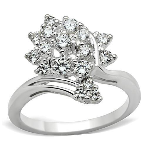 SS036 - 925 Sterling Silver Ring Silver Women AAA Grade CZ Clear