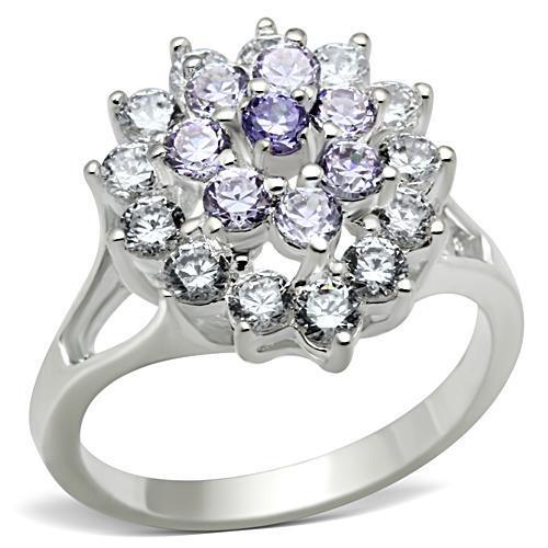 SS037 - 925 Sterling Silver Ring Silver Women AAA Grade CZ Multi Color