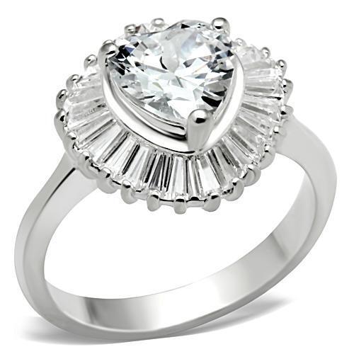 SS041 - 925 Sterling Silver Ring Silver Women AAA Grade CZ Clear