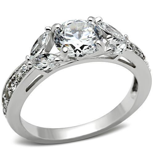 SS059 - 925 Sterling Silver Ring Silver Women AAA Grade CZ Clear