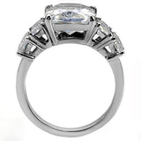 TK007 - Stainless Steel Ring High polished (no plating) Women AAA Grade CZ Clear