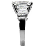 TK007 - Stainless Steel Ring High polished (no plating) Women AAA Grade CZ Clear