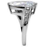 TK008 - Stainless Steel Ring High polished (no plating) Women AAA Grade CZ Clear