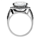 TK010 - Stainless Steel Ring High polished (no plating) Women AAA Grade CZ Clear
