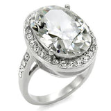 TK010 - Stainless Steel Ring High polished (no plating) Women AAA Grade CZ Clear