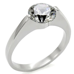 TK012 - Stainless Steel Ring High polished (no plating) Women AAA Grade CZ Clear