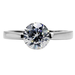 TK012 - Stainless Steel Ring High polished (no plating) Women AAA Grade CZ Clear