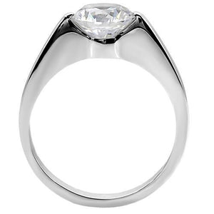 TK012 - Stainless Steel Ring High polished (no plating) Women AAA Grade CZ Clear