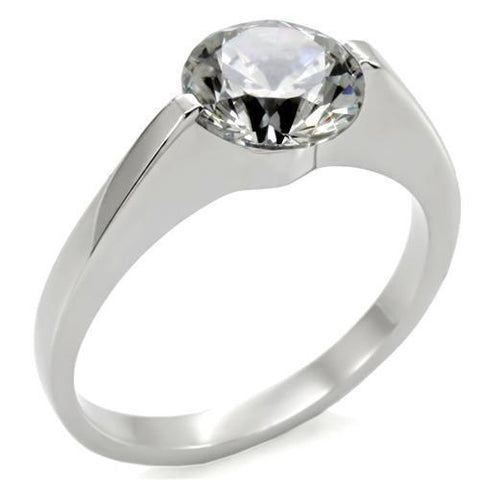 TK012 - Stainless Steel Ring High polished (no plating) Women AAA Grade CZ Clear