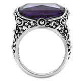 TK015 - Stainless Steel Ring High polished (no plating) Women AAA Grade CZ Amethyst