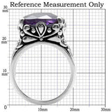 TK016 - Stainless Steel Ring High polished (no plating) Women AAA Grade CZ Amethyst