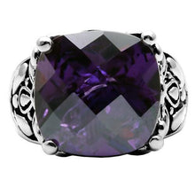 TK016 - Stainless Steel Ring High polished (no plating) Women AAA Grade CZ Amethyst