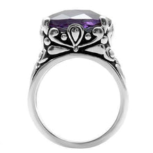 TK016 - Stainless Steel Ring High polished (no plating) Women AAA Grade CZ Amethyst