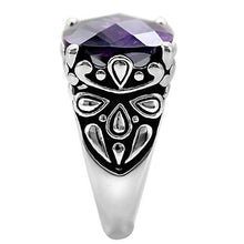 TK016 - Stainless Steel Ring High polished (no plating) Women AAA Grade CZ Amethyst
