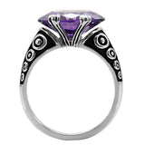 TK017 - Stainless Steel Ring High polished (no plating) Women AAA Grade CZ Amethyst