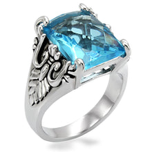 TK021 - Stainless Steel Ring High polished (no plating) Women Synthetic Sea Blue