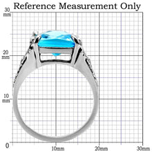 TK021 - Stainless Steel Ring High polished (no plating) Women Synthetic Sea Blue